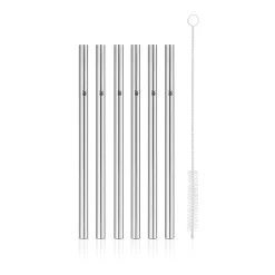 WMF Barzubehör|Baric Trinkhalm-Set Cromargan®, 18 cm, 6-teilig plus mit Reinigungsbürste