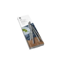 WMF Barzubehör|Baric Trinkhalm-Set Cromargan®, 18 cm, 6-teilig plus mit Reinigungsbürste