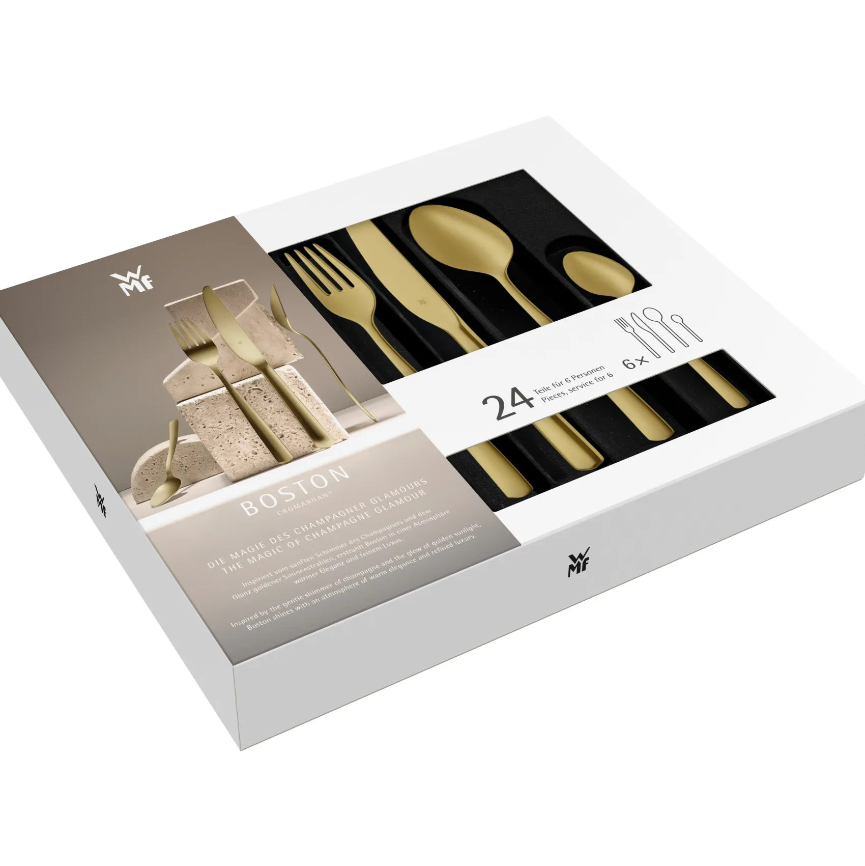 WMF Besteck-Sets|Boston Besteck-Set, Champagner Gold, 24-teilig, Cromargan®