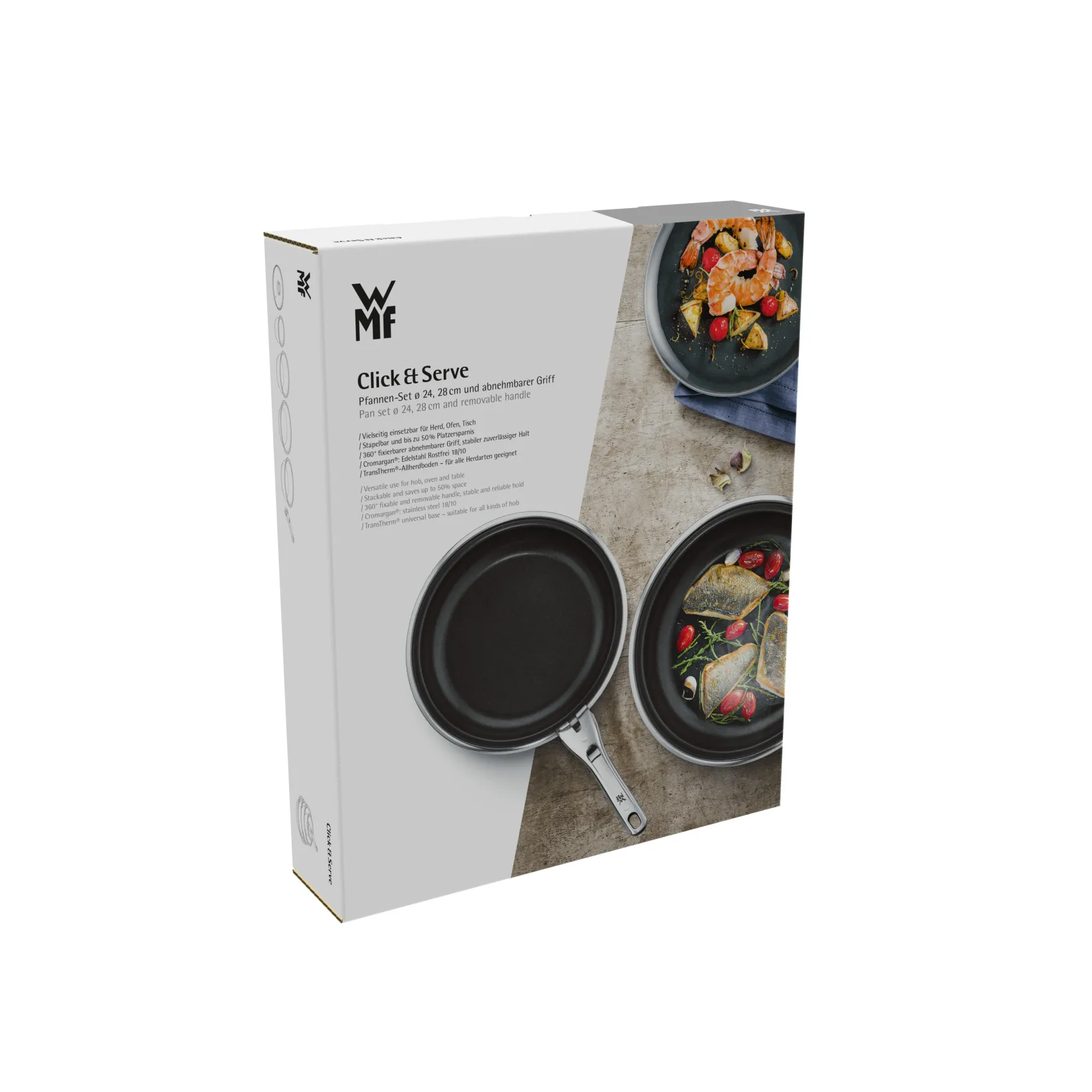 WMF Induktionspfannen|Pfannen-Sets|Click&Serve Pfannen Vorteils-Set*, 3-teilig