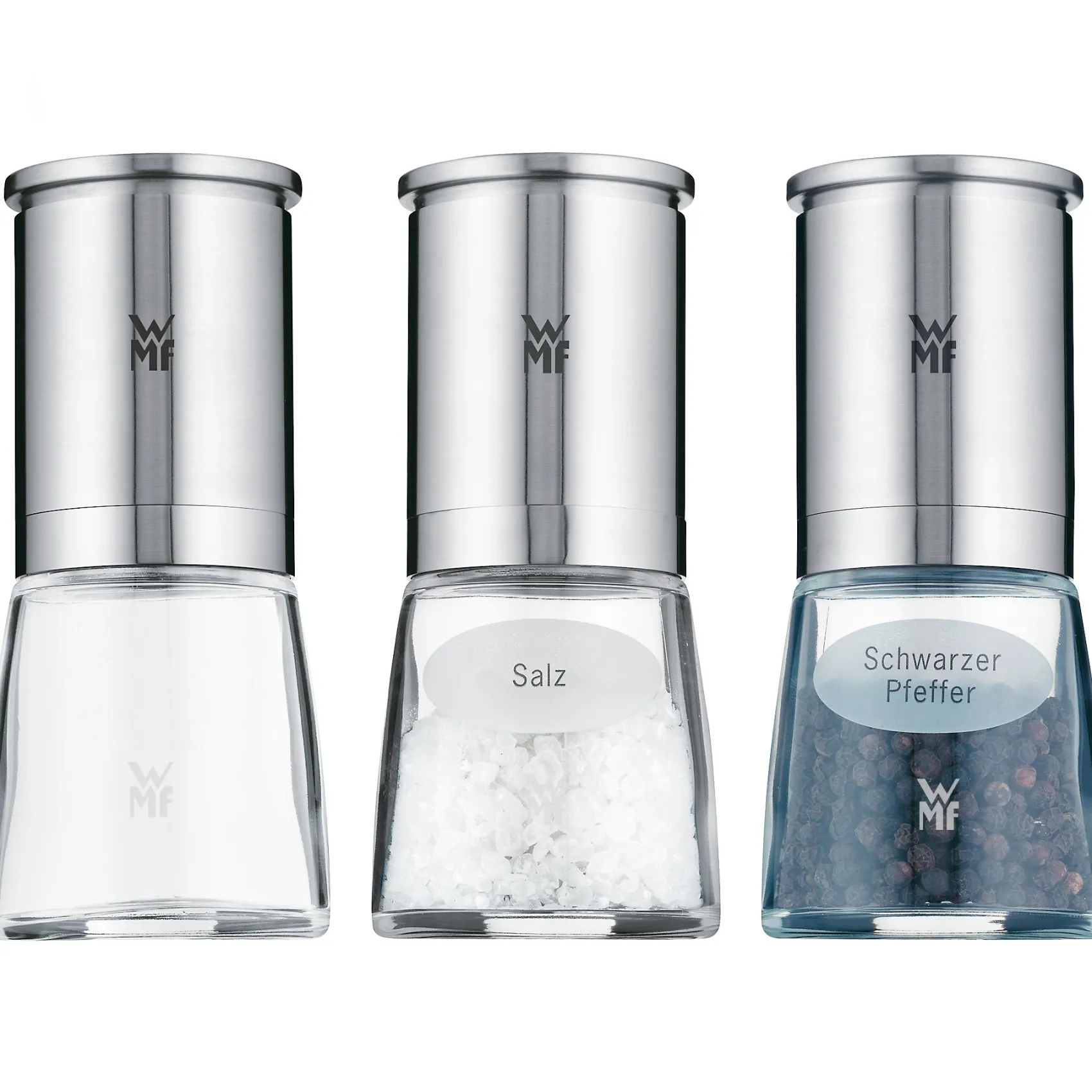 WMF Salz- & Pfeffermühlen|Gewürzmühlen|De Luxe Gewürzmühlen-Set, 3-teilig