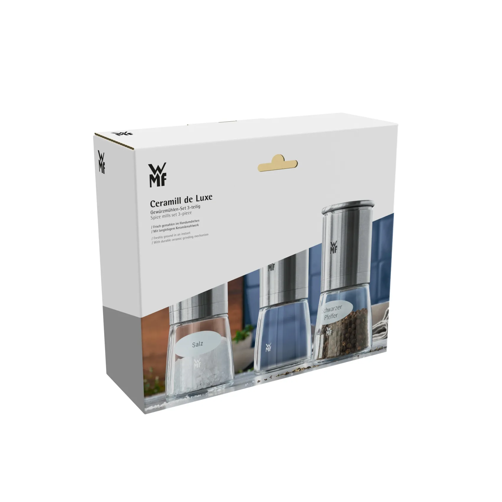 WMF Salz- & Pfeffermühlen|Gewürzmühlen|De Luxe Gewürzmühlen-Set, 3-teilig