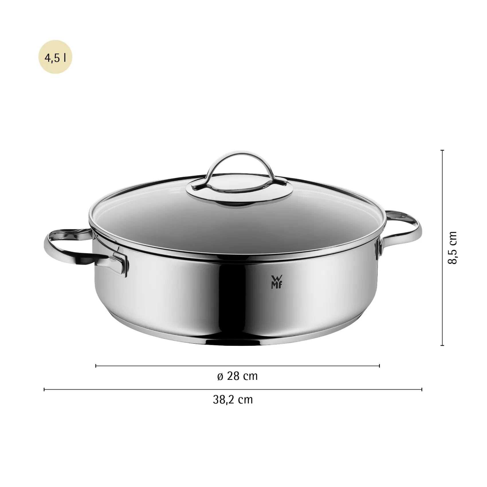 WMF Schmorpfannen|Pfannen Mit Deckel|Devil Servier-Schmorpfanne mit Glasdeckel, 28 cm