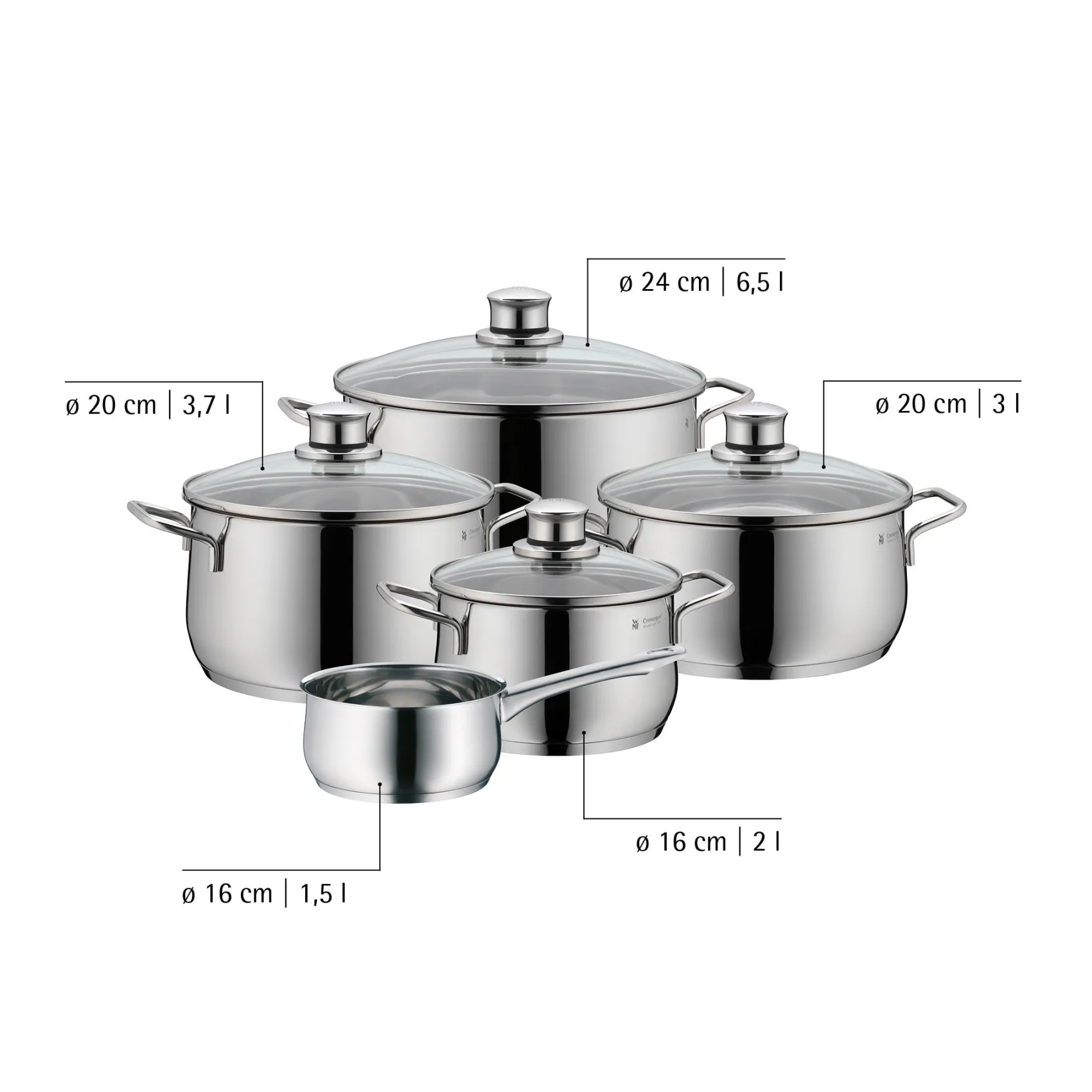 WMF Induktionstöpfe|Topfsets|Diadem Plus Topf-Set, 5-teilig