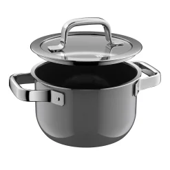 WMF Kochtöpfe|Induktionstöpfe|Fusiontec Mineral Pro, Kochtopf mit Deckel, 16 cm, Platinum