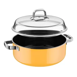 WMF Induktionstöpfe|Fusiontec Mineral Pro, Schmortopf mit Deckel, 28 cm, Mango Yellow
