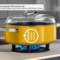 WMF Induktionstöpfe|Fusiontec Mineral Pro, Schmortopf mit Deckel, 28 cm, Mango Yellow