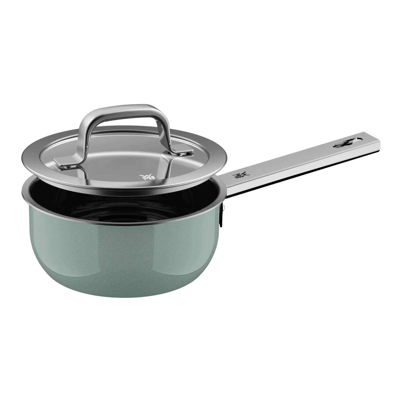 WMF Induktionstöpfe|Fusiontec Mineral Pro, Stielkasserolle mit Deckel, 16 cm, Eucalyptus Haze