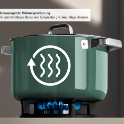 WMF Induktionstöpfe|Fusiontec Mineral Pro, Stielkasserolle mit Deckel, 16 cm, Eucalyptus Haze