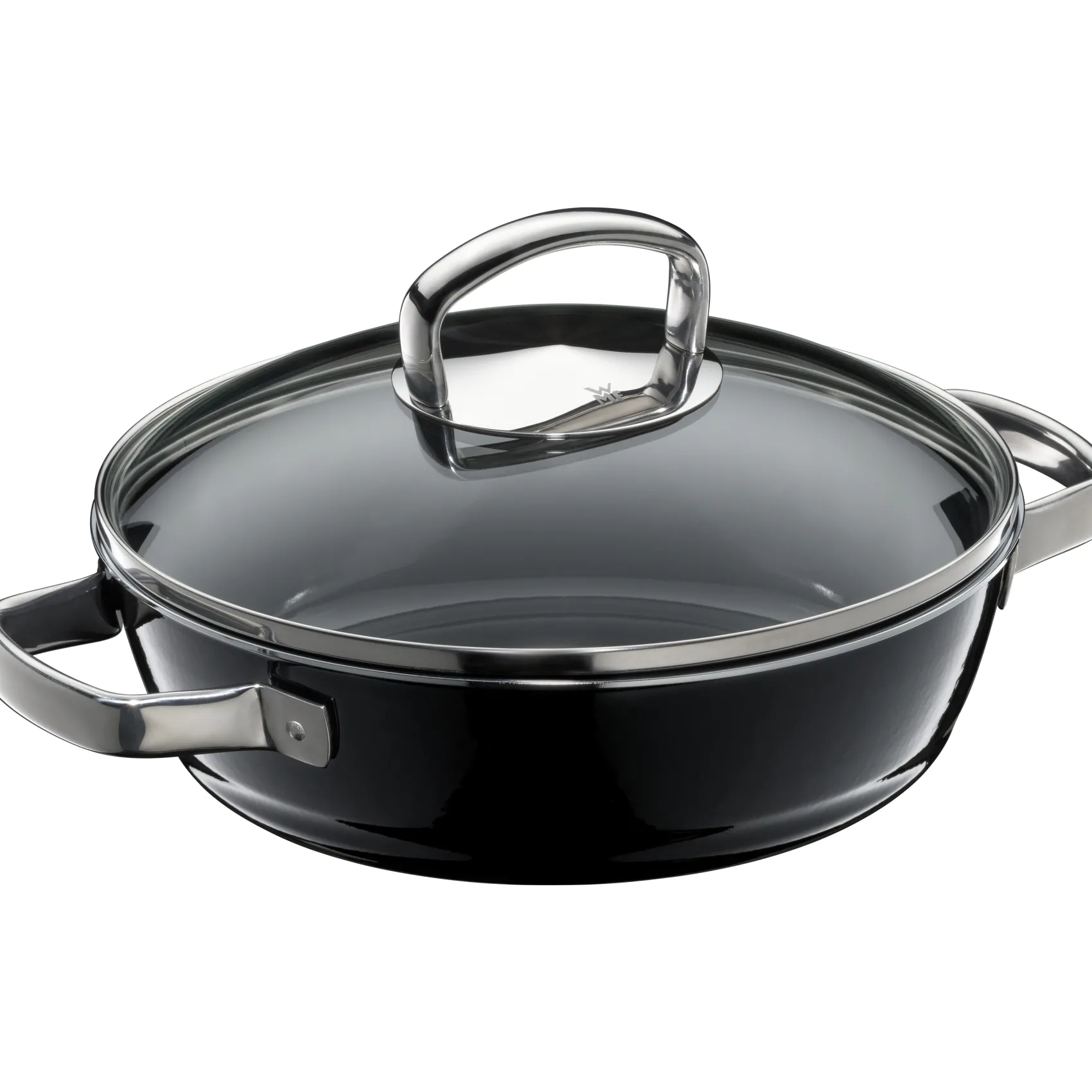 WMF Schmorpfannen|Pfannen Mit Deckel|Fusiontec Mineral Schmorpfanne mit Glasdeckel, 24 cm, Black