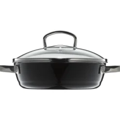 WMF Schmorpfannen|Pfannen Mit Deckel|Fusiontec Mineral Schmorpfanne mit Glasdeckel, 24 cm, Black