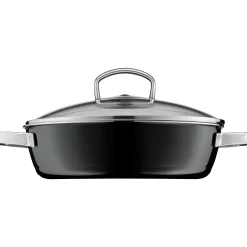 WMF Schmorpfannen|Pfannen Mit Deckel|Fusiontec Mineral Schmorpfanne mit Glasdeckel, 24 cm, Black