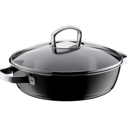 WMF Schmorpfannen|Pfannen Mit Deckel|Fusiontec Mineral Schmorpfanne mit Glasdeckel, 28 cm, Black