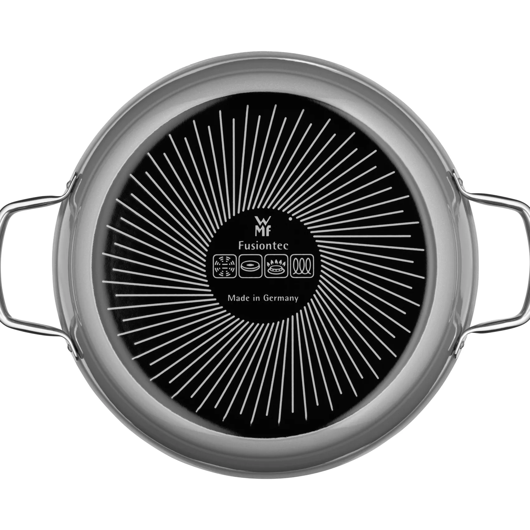 WMF Schmorpfannen|Pfannen Mit Deckel|Fusiontec Mineral Schmorpfanne mit Glasdeckel, 24 cm, Platinum