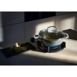 WMF Schmorpfannen|Pfannen Mit Deckel|Fusiontec Mineral Schmorpfanne mit Glasdeckel, 24 cm, Platinum