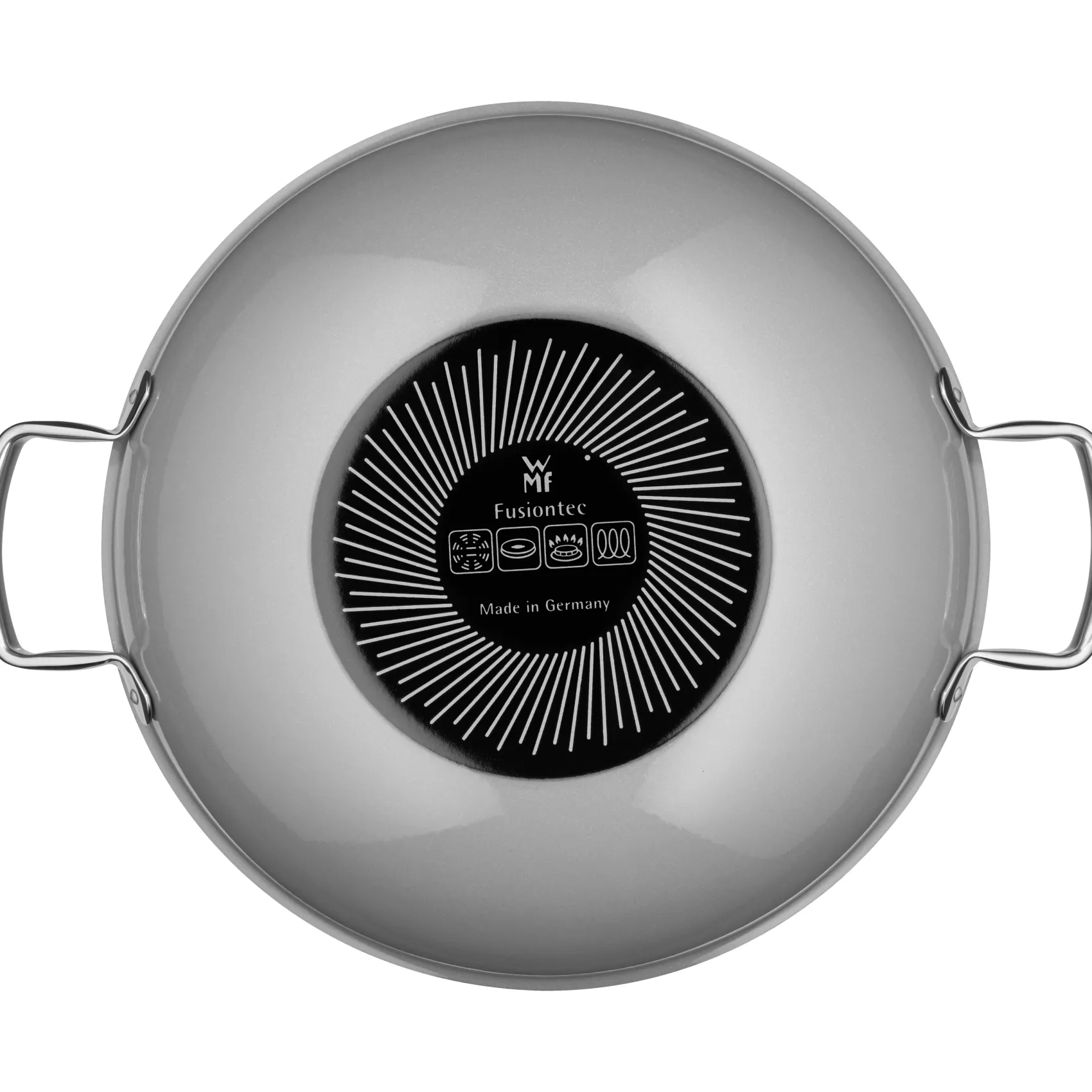 WMF Woks|Pfannen Mit Deckel|Fusiontec Mineral Wok mit Glasdeckel, 32 cm, Platinum