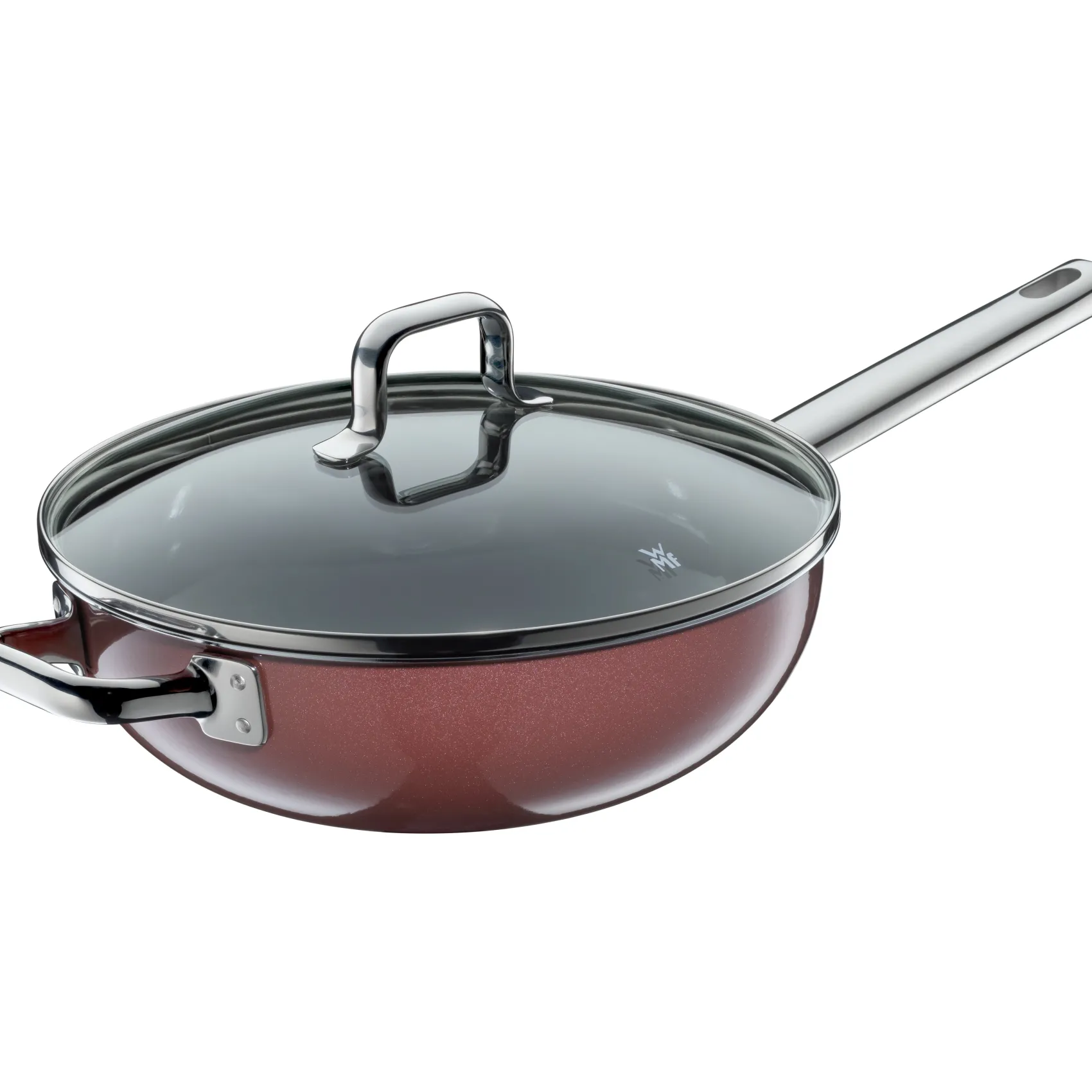 WMF Woks|Fusiontec Mineral Wok mit Glasdeckel, 28 cm, Rose Quartz