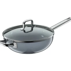 WMF Woks|Fusiontec Mineral Wok mit Glasdeckel, 28 cm, Platinum