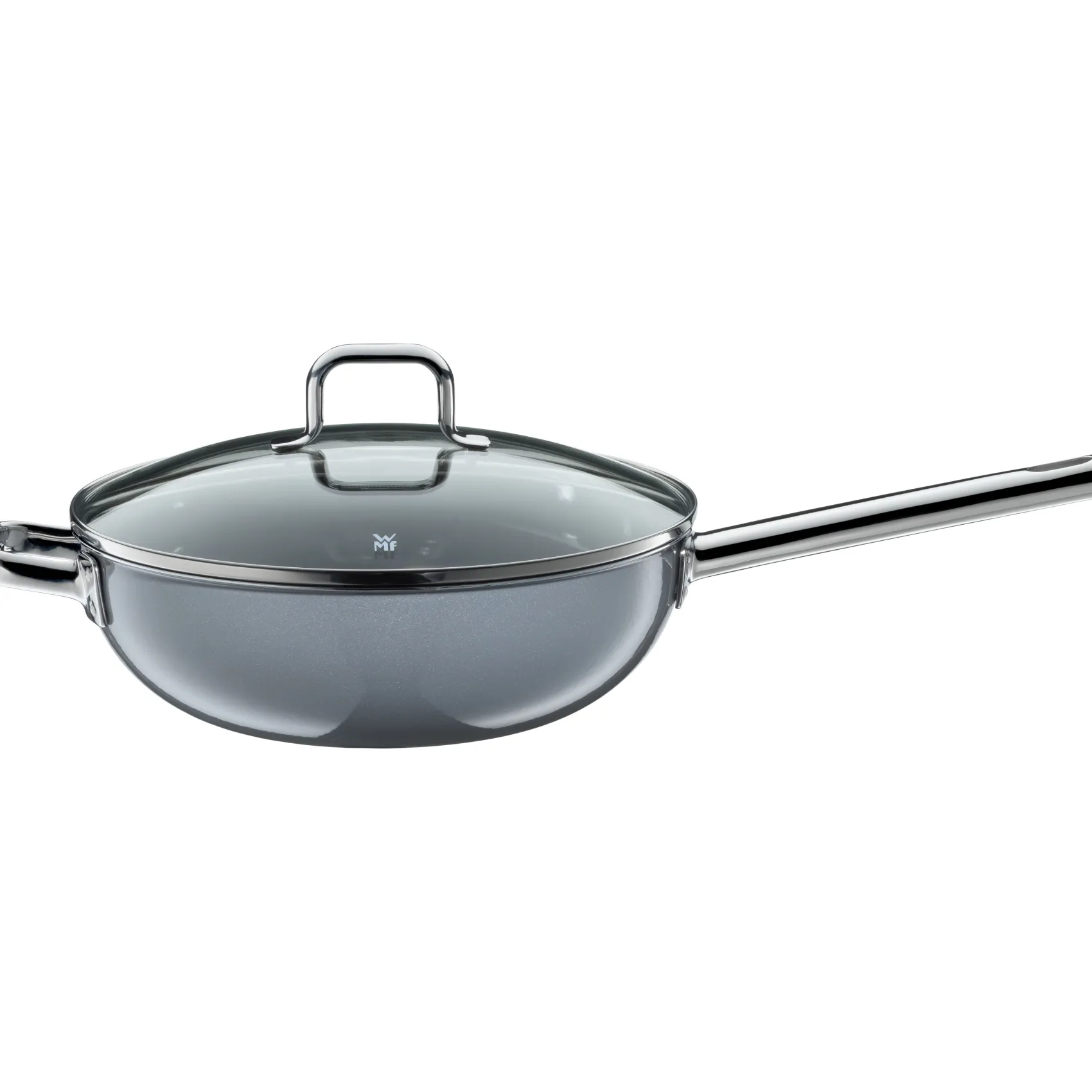 WMF Woks|Fusiontec Mineral Wok mit Glasdeckel, 28 cm, Platinum
