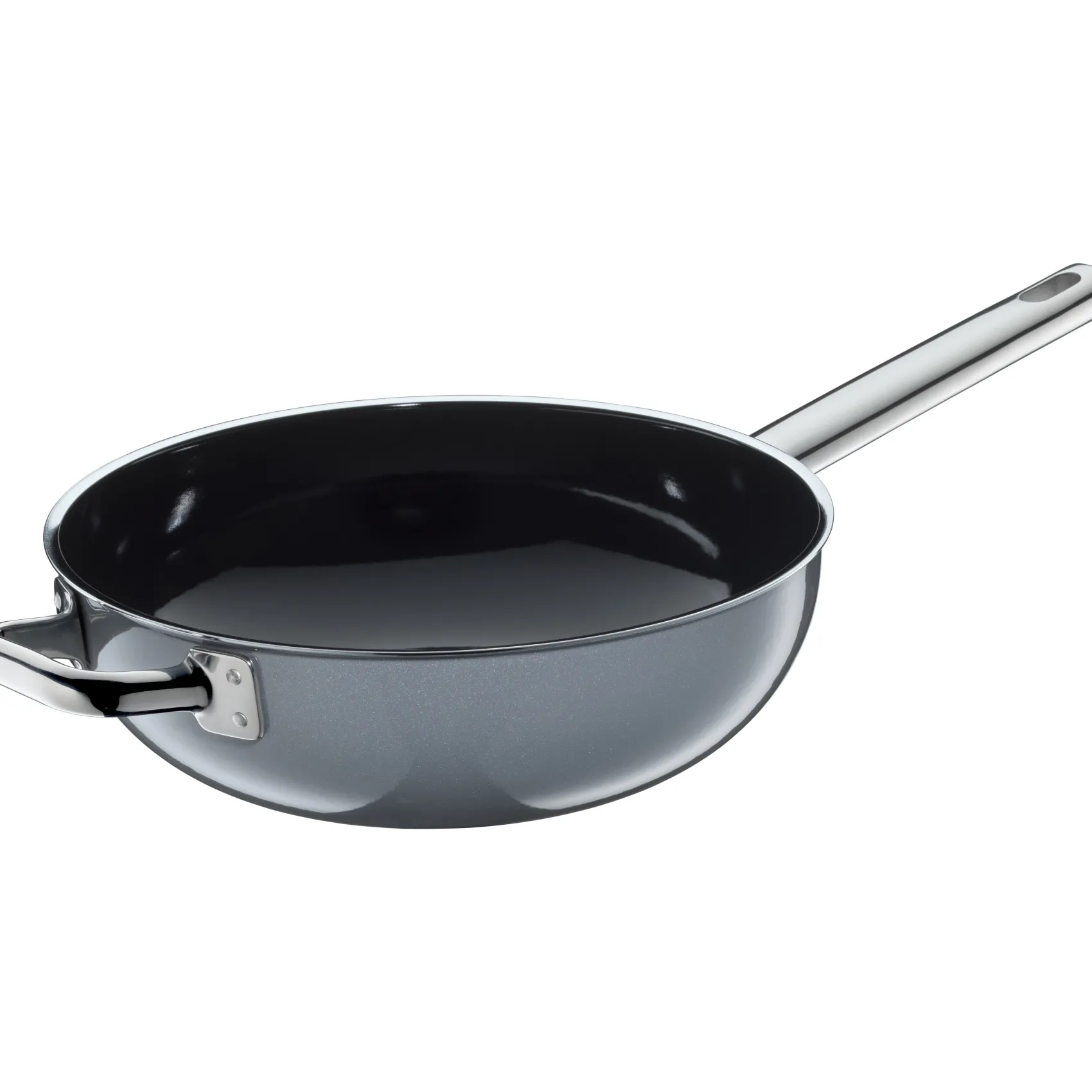 WMF Woks|Fusiontec Mineral Wok mit Glasdeckel, 28 cm, Platinum