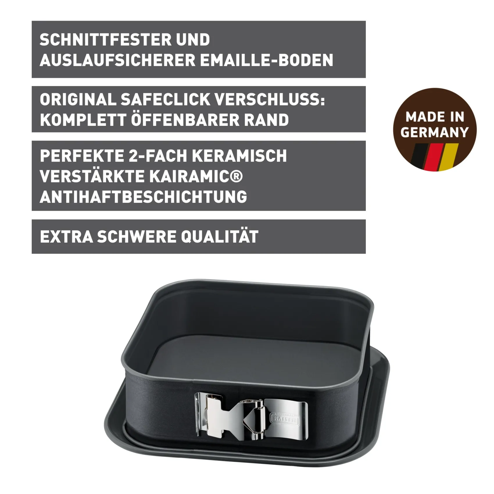 WMF Backformen|KAISER La Forme Plus Springform mit SafeClick, quadratisch, 24 x 24 cm