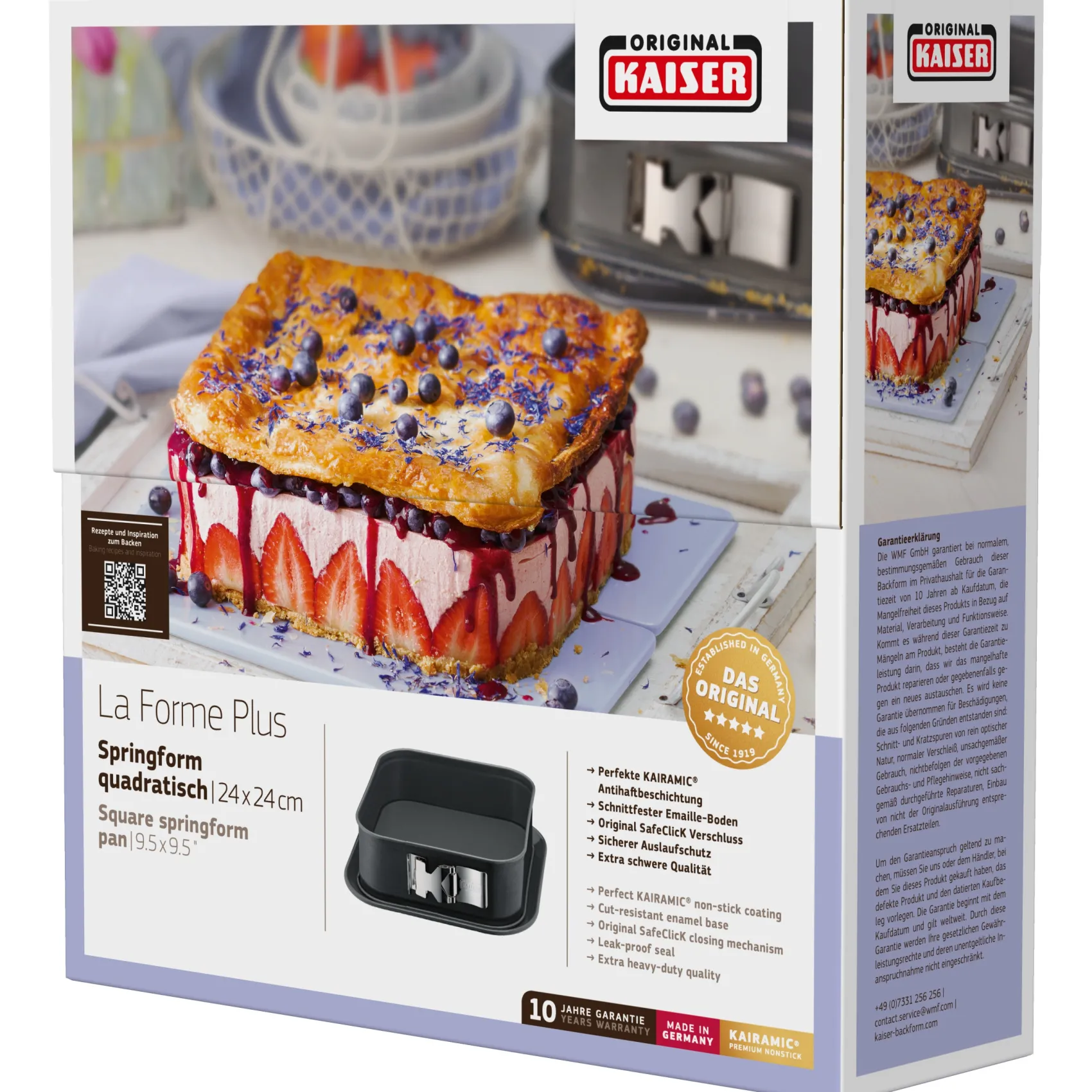 WMF Backformen|KAISER La Forme Plus Springform mit SafeClick, quadratisch, 24 x 24 cm