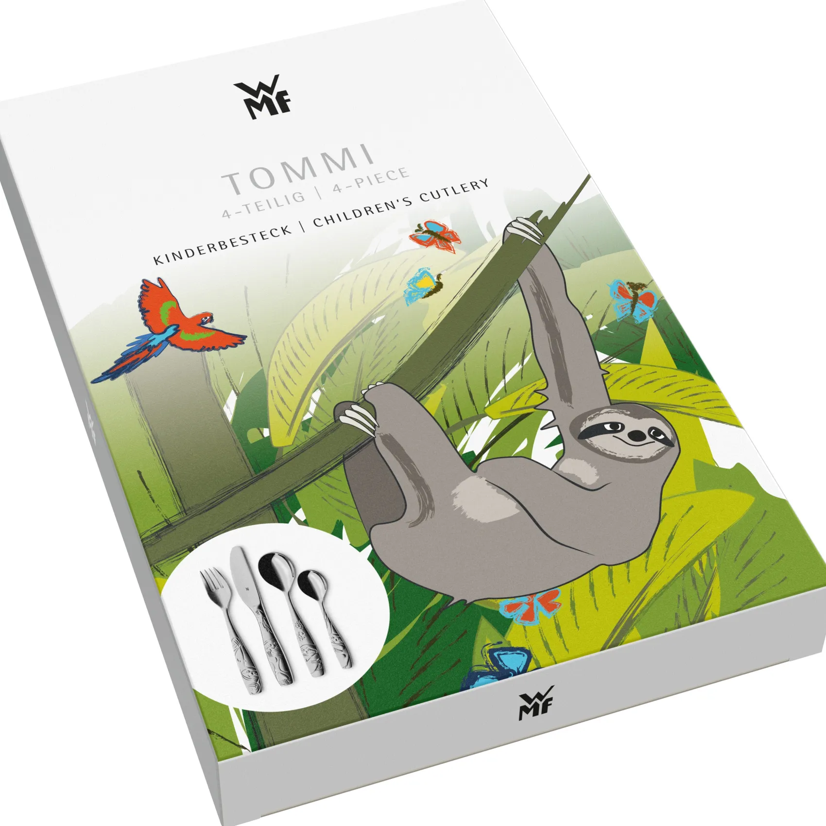 WMF Kinderbestecke|Besteck-Sets|Kinderbesteck-Set Faultier Tommi, 4-teilig