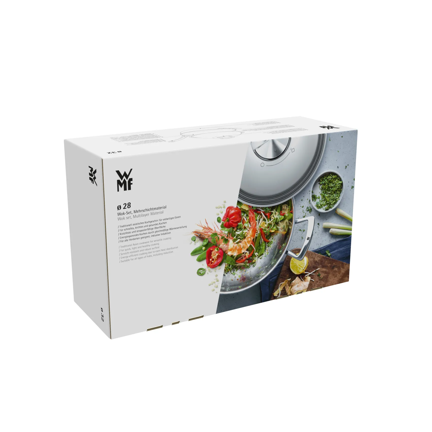 WMF Woks|Pfannen Mit Deckel|Multiply Wok mit Edelstahldeckel, 28 cm