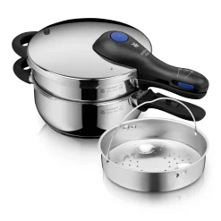 WMF Schnellkochtöpfe|Induktionstöpfe|Perfect Plus One Pot Schnellkochtopf-Set, 22 cm, 3 & 4,5 L, stapelbar, mit Dämpfeinsatz