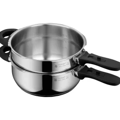 WMF Schnellkochtöpfe|Induktionstöpfe|Perfect Plus One Pot Schnellkochtopf-Set, 22 cm, 3 & 4,5 L, stapelbar, mit Dämpfeinsatz