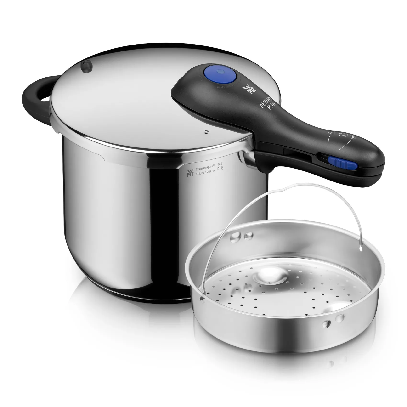 WMF Schnellkochtöpfe|Induktionstöpfe|Perfect Plus One Pot Schnellkochtopf mit Dampfgareinsatz, 22 cm, 6,5 Liter