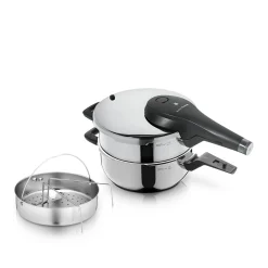 WMF Schnellkochtöpfe|Induktionstöpfe|Perfect Premium One Pot Schnellkochtopf-Set mit Dampfgareinsatz, 22 cm, 4,5 und 3,0 Liter, stapelbar