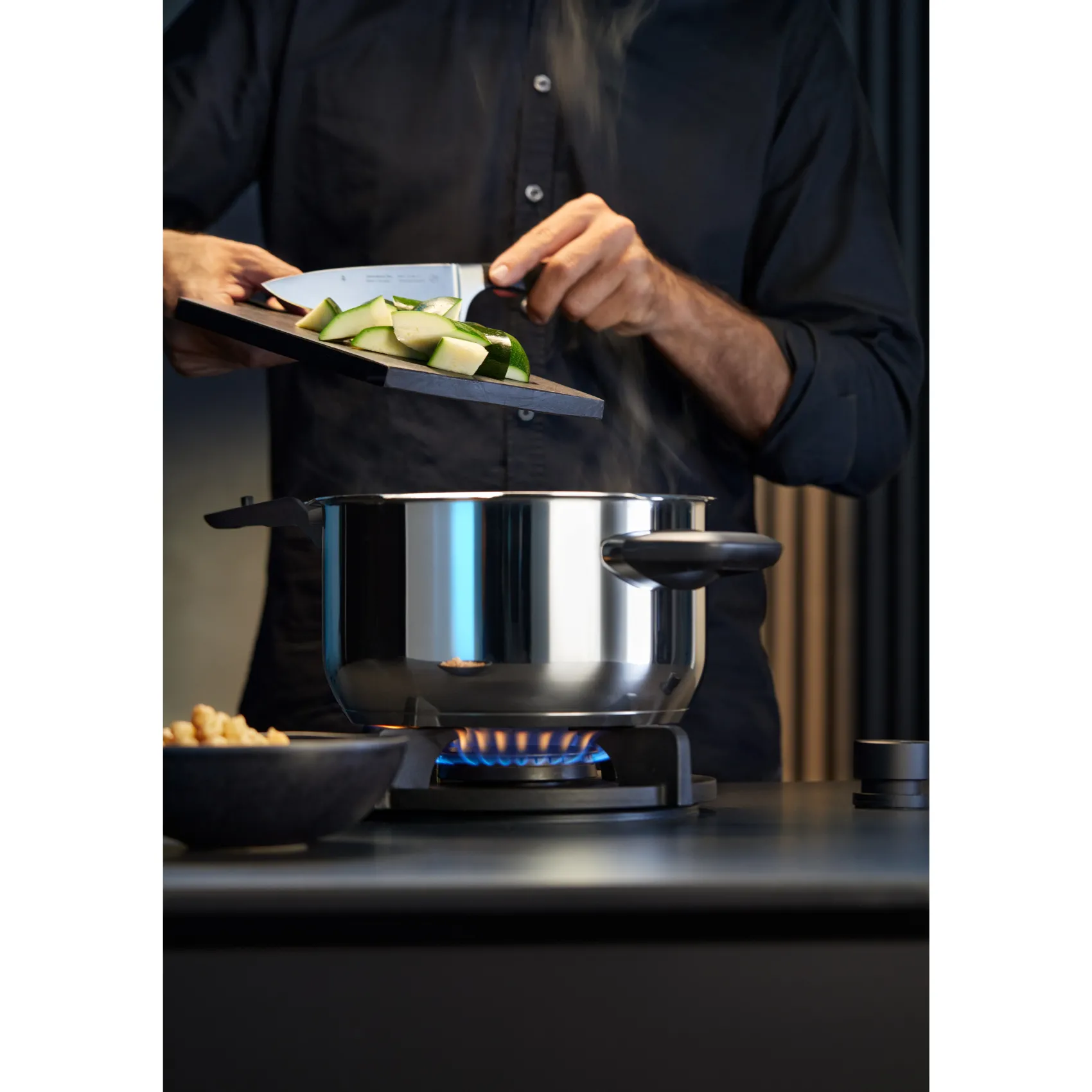 WMF Schnellkochtöpfe|Induktionstöpfe|Perfect Premium One Pot Schnellkochtopf-Set mit Dampfgareinsatz, 22 cm, 4,5 und 3,0 Liter, stapelbar