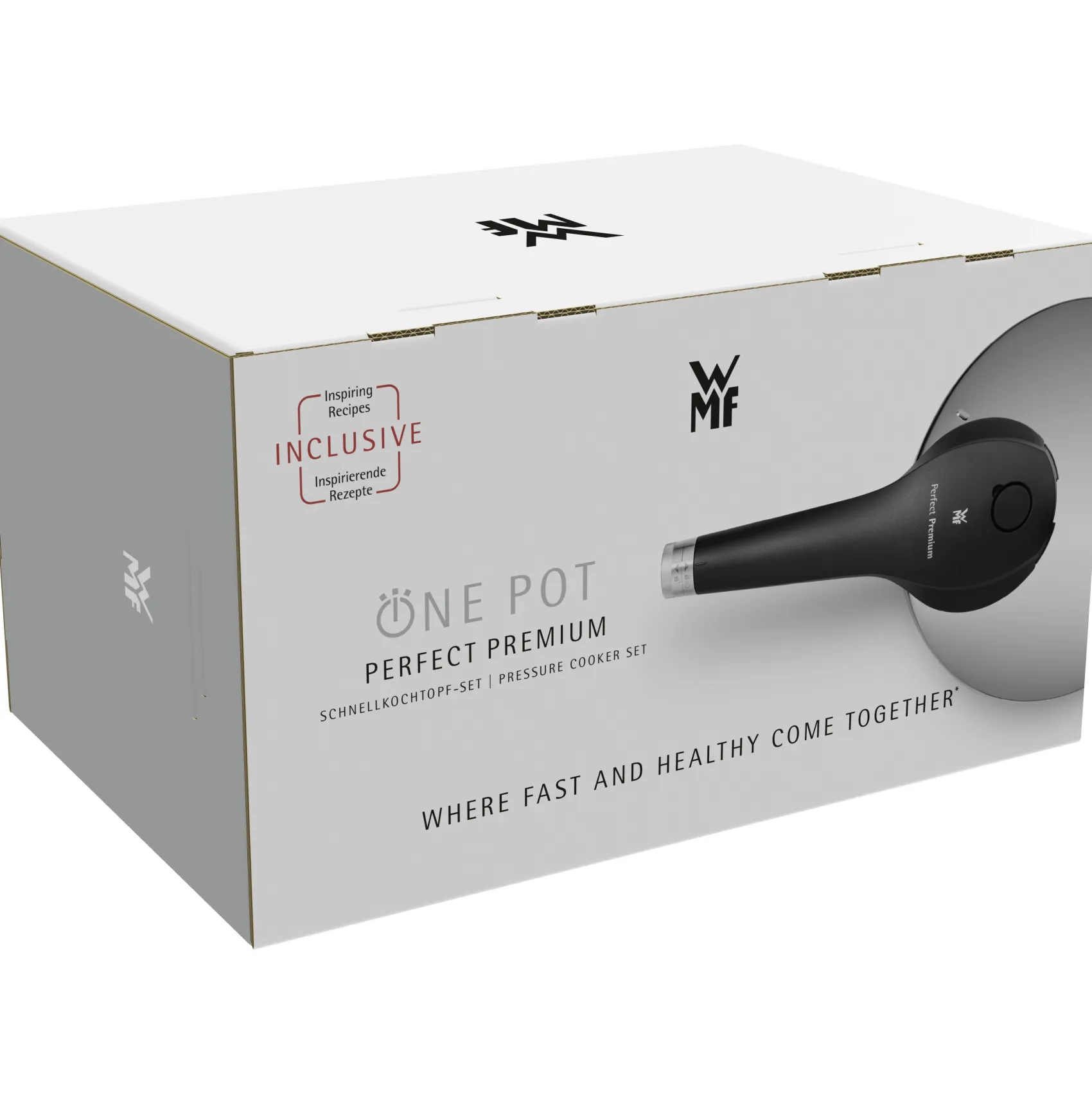WMF Schnellkochtöpfe|Induktionstöpfe|Perfect Premium One Pot Schnellkochtopf-Set mit Dampfgareinsatz, 22 cm, 6,5 und 3,0 Liter