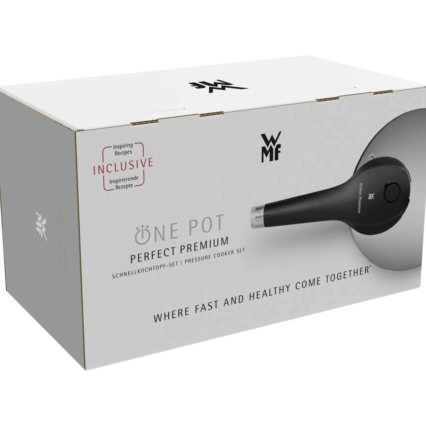 WMF Schnellkochtöpfe|Induktionstöpfe|Perfect Premium One Pot Schnellkochtopf-Set mit Dampfgareinsatz, 22 cm, 4,5 und 3,0 Liter