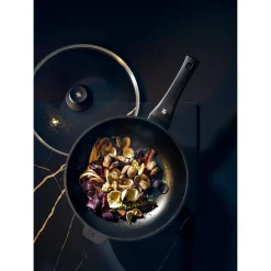 WMF Woks|Pfannen Mit Deckel|PermaDur Premium Wok mit Glasdeckel, 30 cm