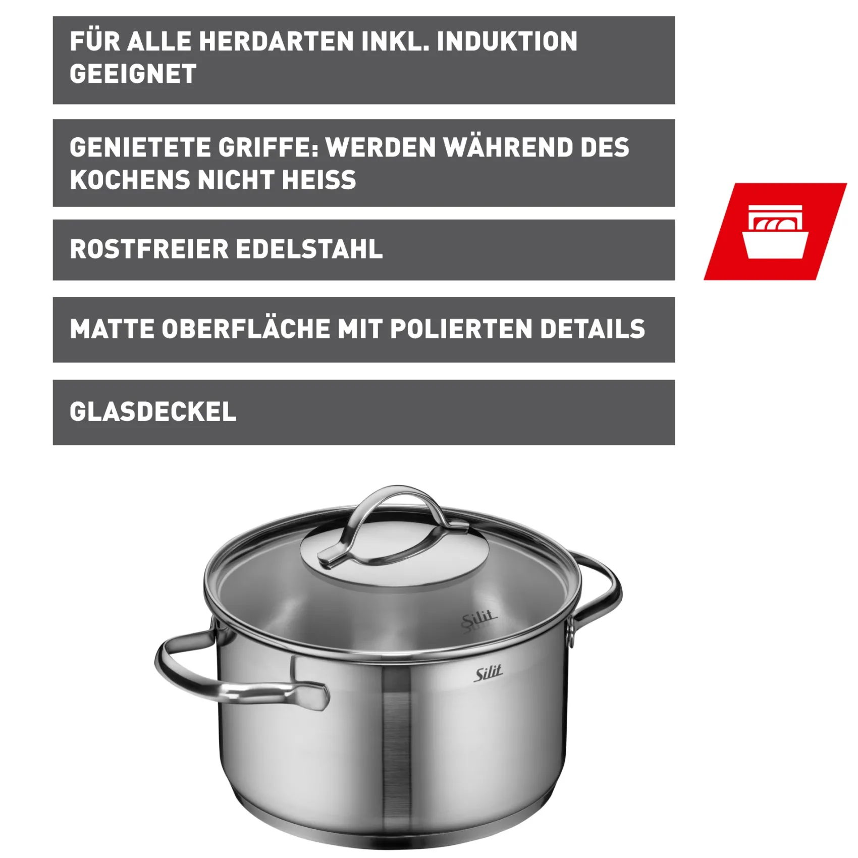 WMF Kochtöpfe|Induktionstöpfe|Silit Achat Kochtopf mit Deckel, 20 cm