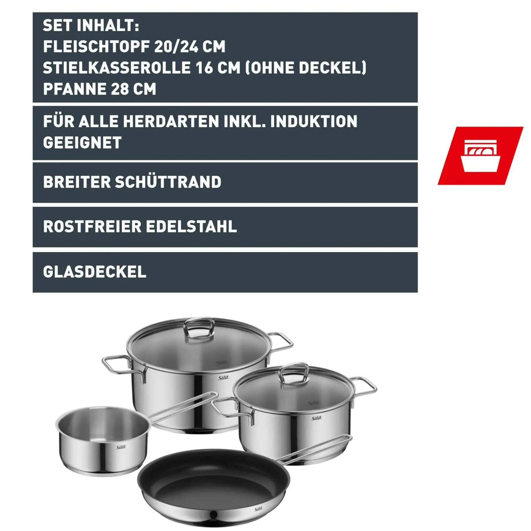 WMF Topfsets|Silit Alicante Kochgeschirr-Set, 4-teilig