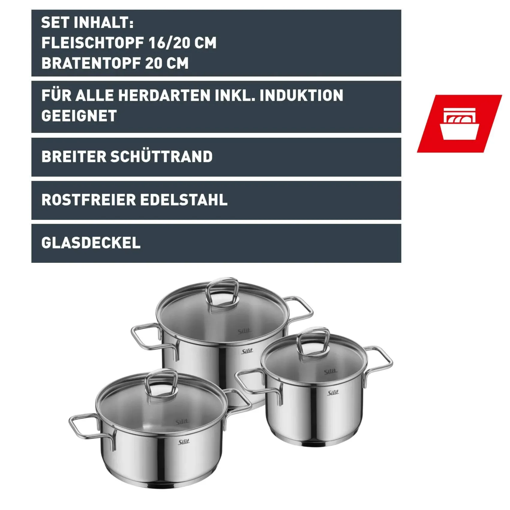 WMF Topfsets|Silit Alicante Topf Set 3 teilig