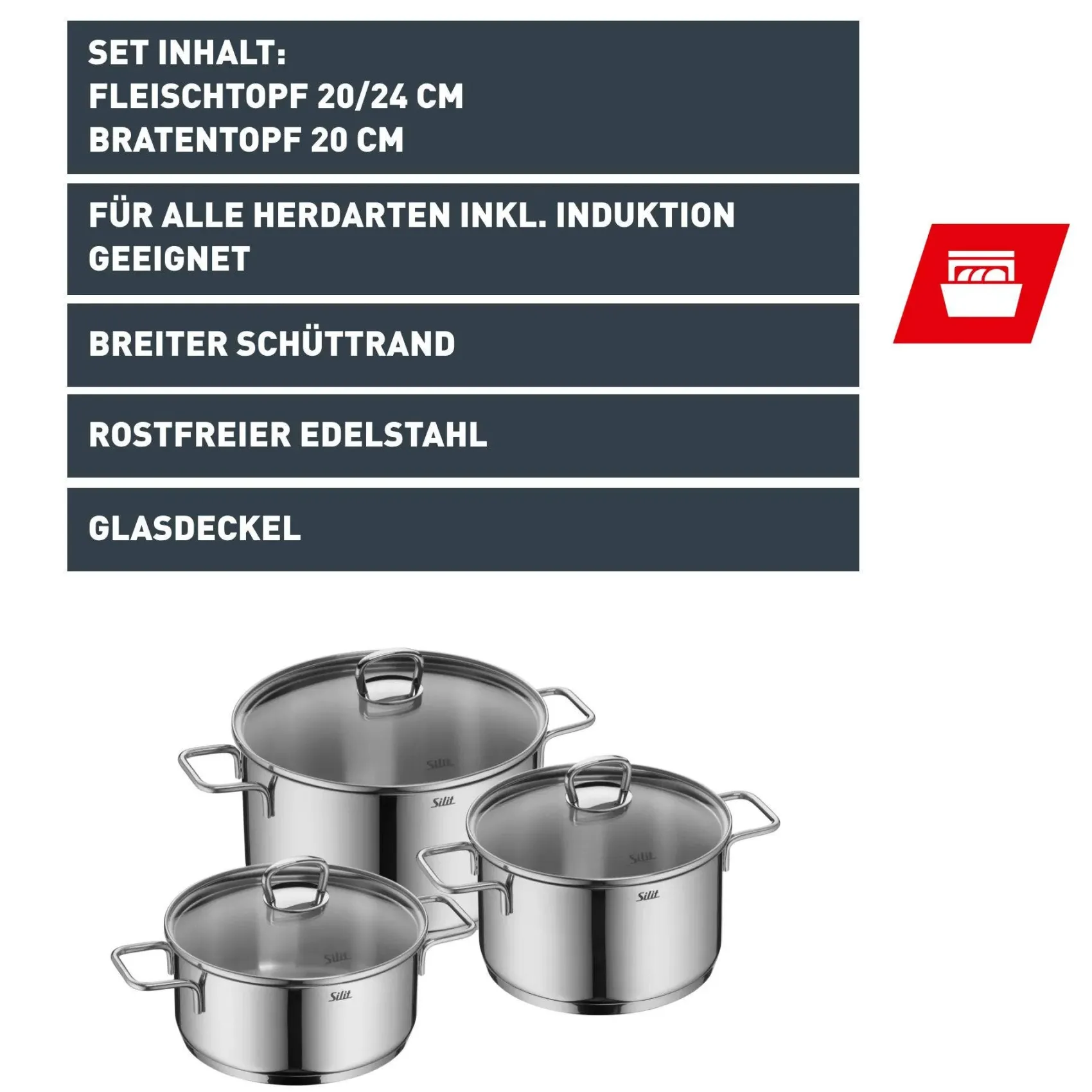 WMF Topfsets|Silit Alicante Topf-Set, 3-teilig