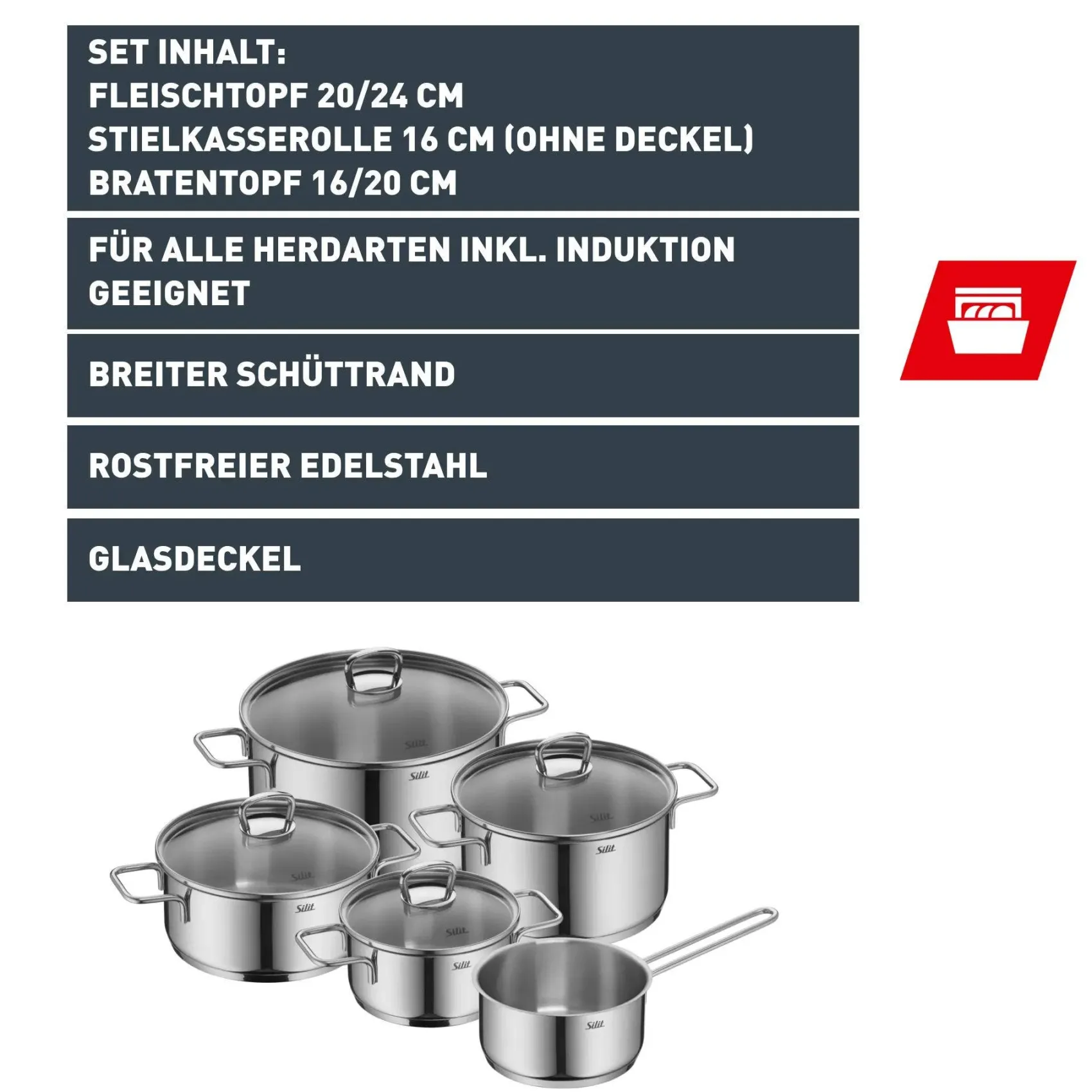 WMF Topfsets|Silit Alicante Topf-Set, 5-teilig