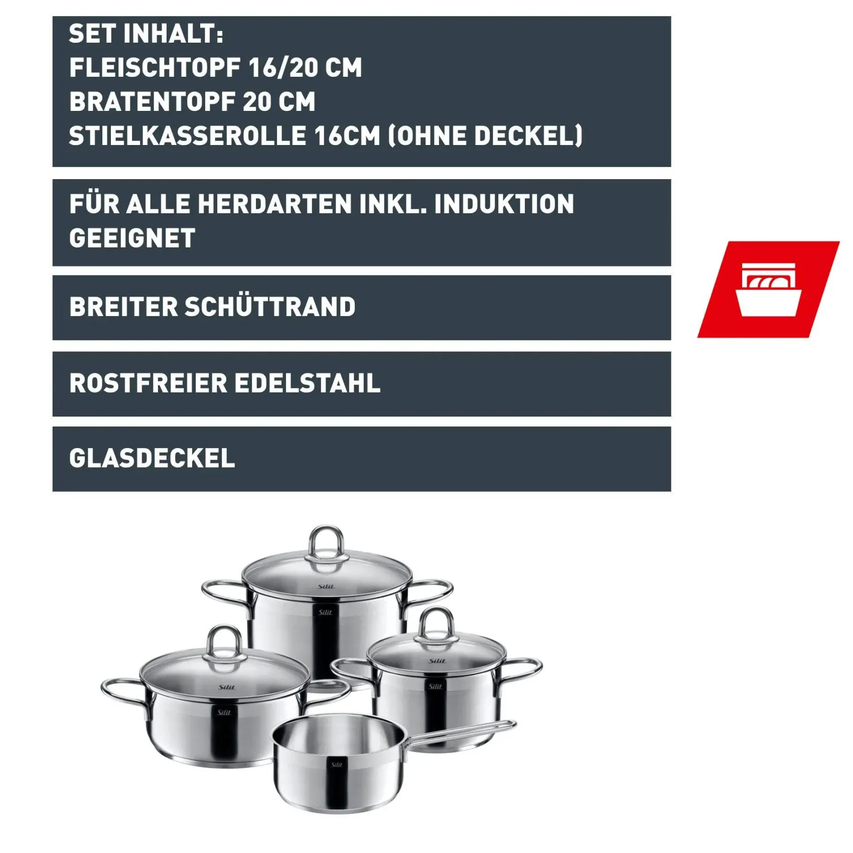 WMF Topfsets|Silit Diamant Topf-Set, 4-teilig
