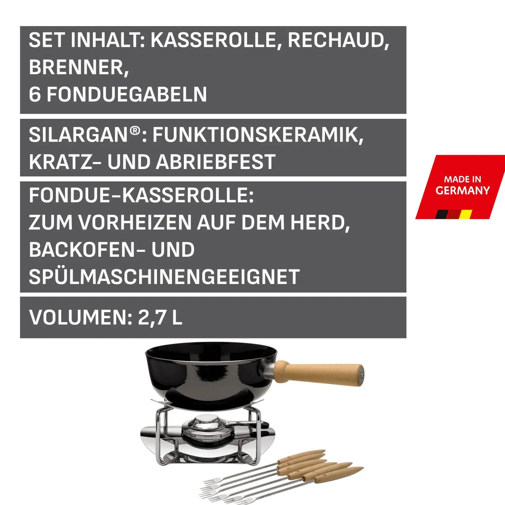 WMF Fondues|Fondues|Silit Käsefondue-Set, 9-teilig