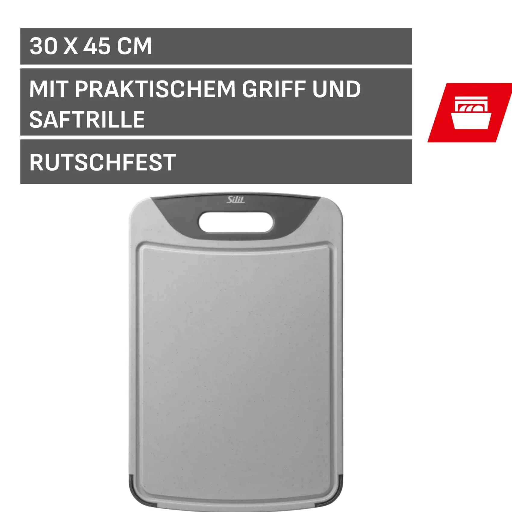 WMF Schneidebretter|Silit Schneidebrett, Grau, 45 x 30 cm
