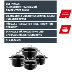 WMF Topfsets|Silit Silargan® Elegance Topf-Set, 4-teilig, Black