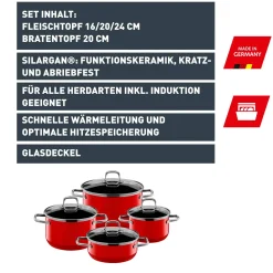 WMF Topfsets|Silit Silargan® Elegance Topf-Set, 4-teilig, Red