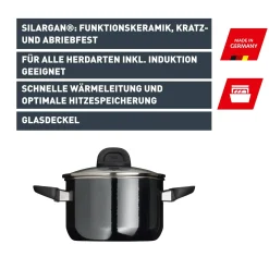 WMF Bratentöpfe|Silit Silargan® Modesto Bratentopf mit Deckel, 16 cm, Black
