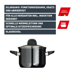WMF Bratentöpfe|Silit Silargan® Modesto Bratentopf mit Deckel, 24 cm, Black