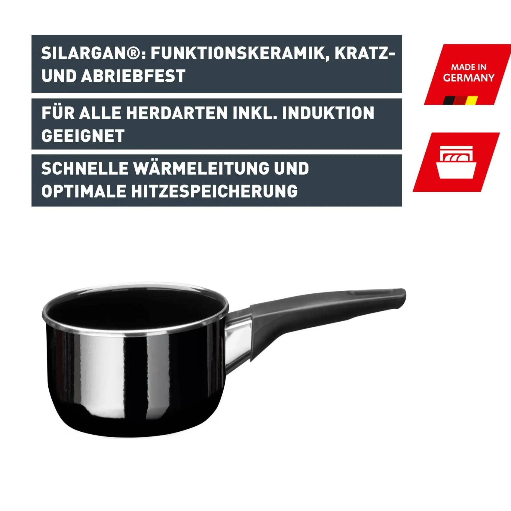 WMF Stielkasserollen|Silit Silargan® Modesto Stielkasserolle, 16 cm, Black
