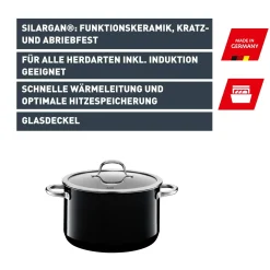 WMF Bratentöpfe|Silit Silargan® Passion Bratentopf mit Deckel, 24 cm, Black